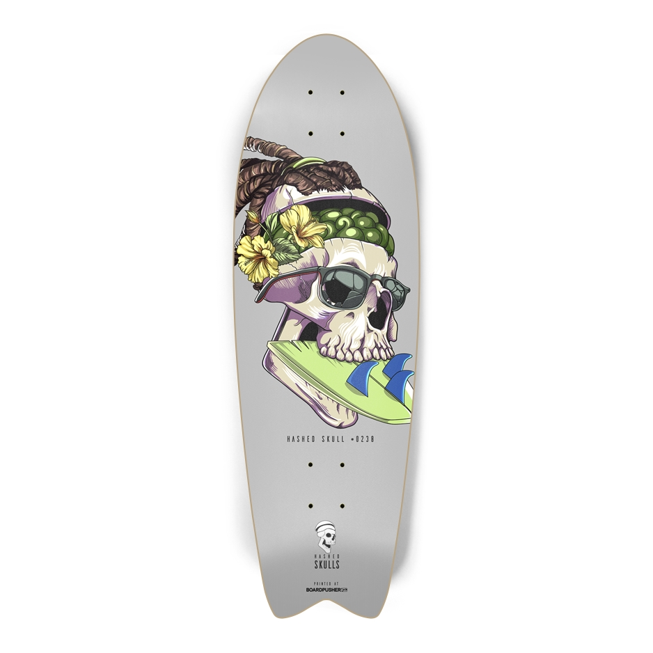 Fish Tail Hashed Skull #0238 Skateboard Deck