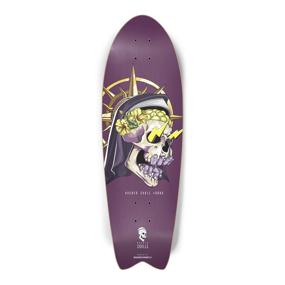 Fish Tail Hashed Skull #0886 Skateboard Deck