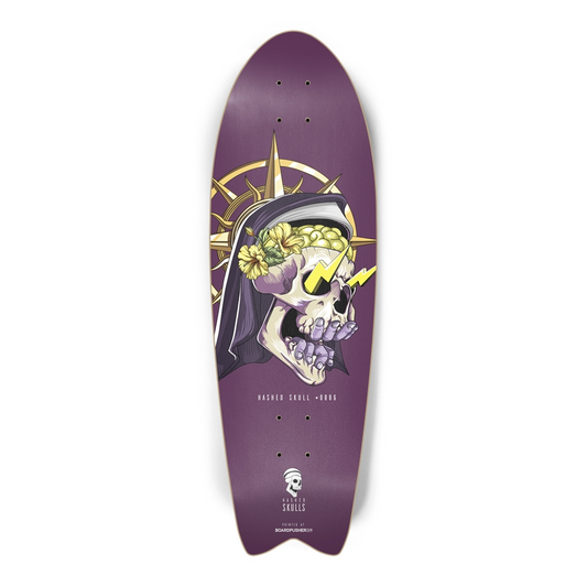 Fish Tail Hashed Skull #0886 Skateboard Deck