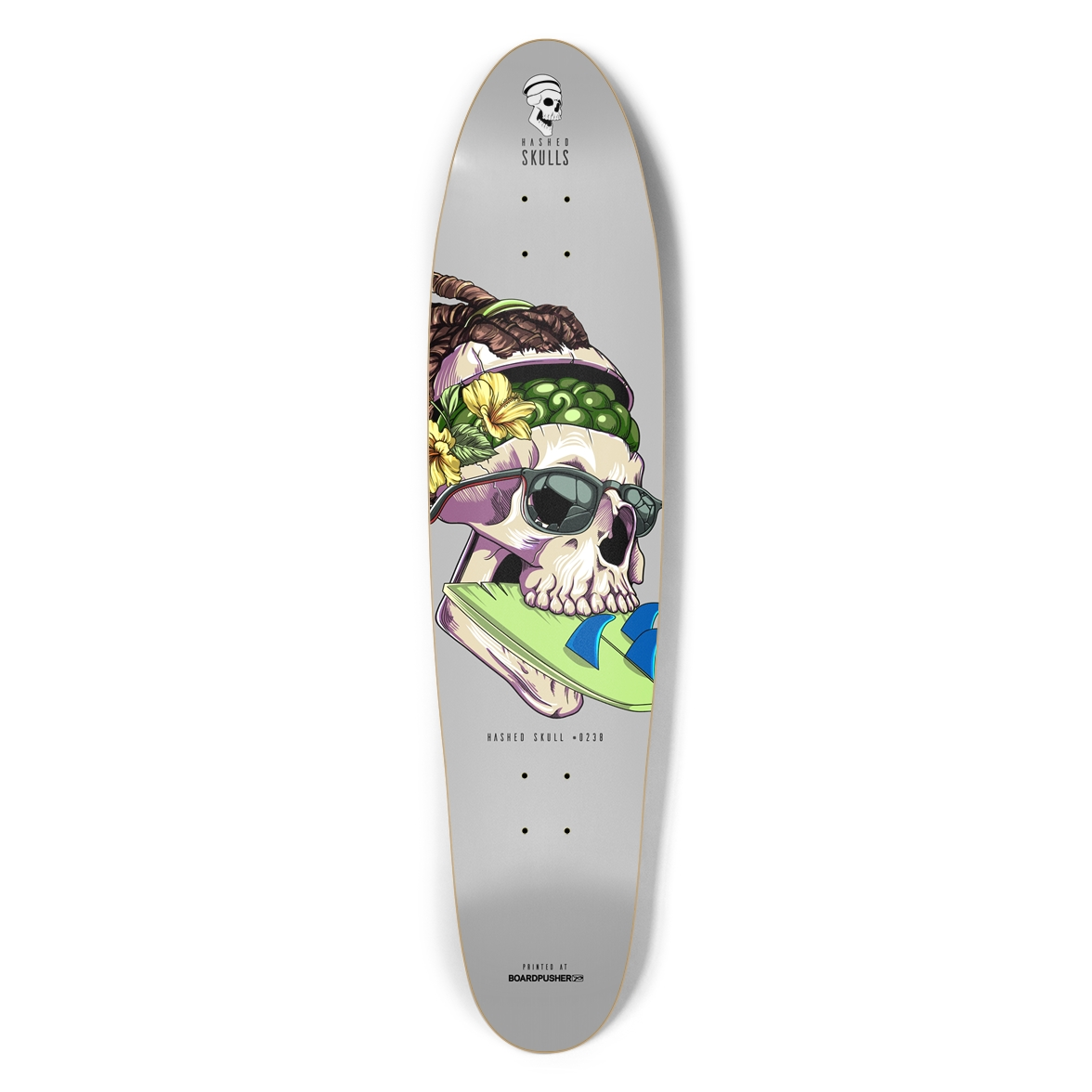 Classic Longboard Hashed Skull #0238 Skateboard Deck