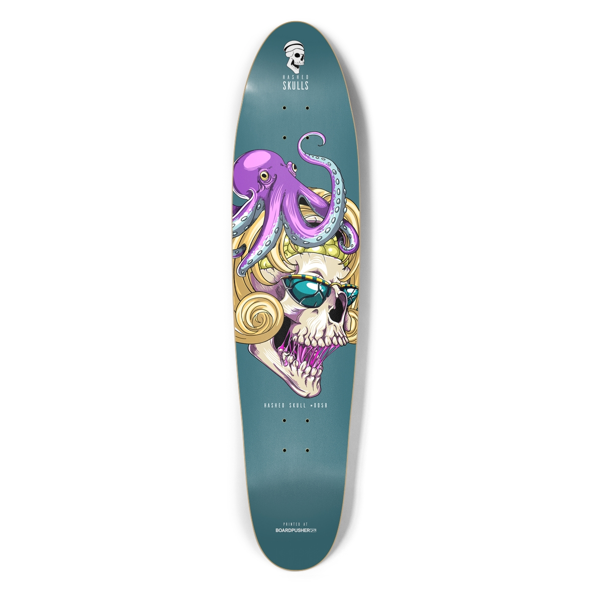 Classic Longboard Hashed Skull #0058 Skateboard Deck