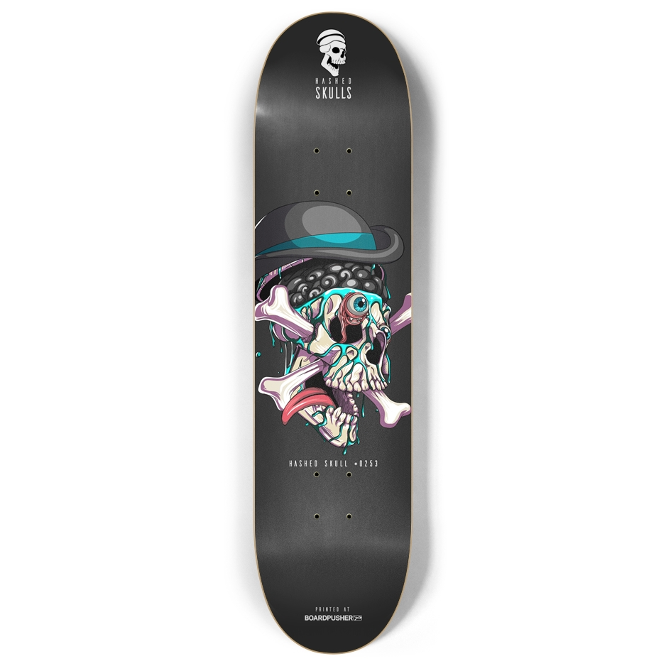 8.00in Hashed Skull #0253 Skateboard Deck