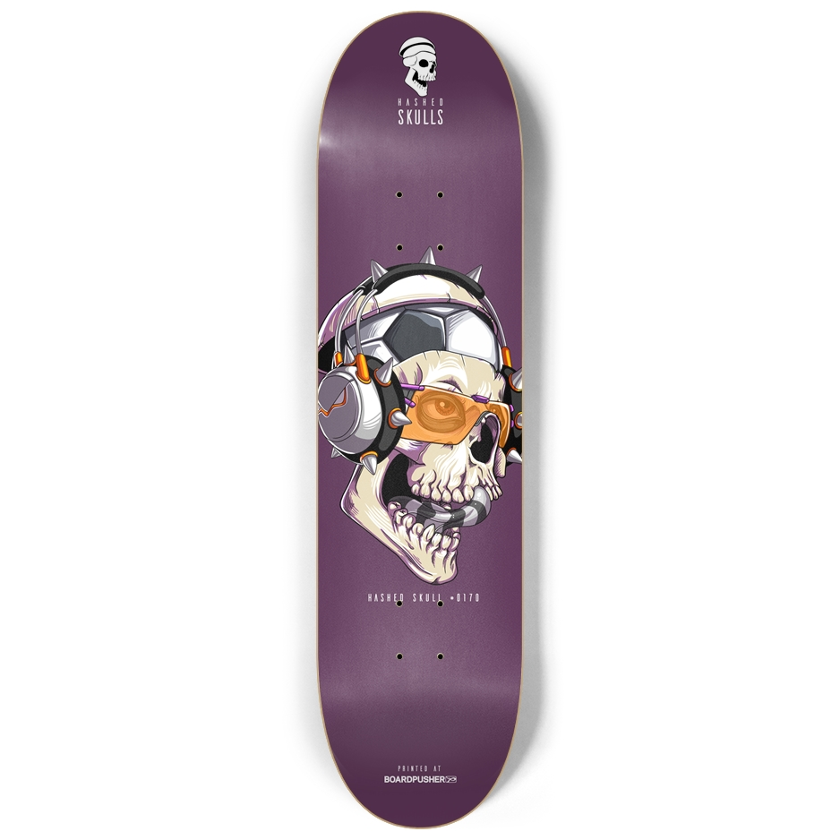 8.25in Hashed Skull #0170 Skateboard Deck