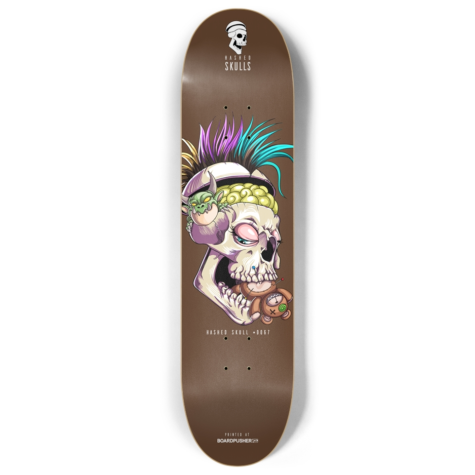 8.00in Hashed Skull #0067 Skateboard Deck