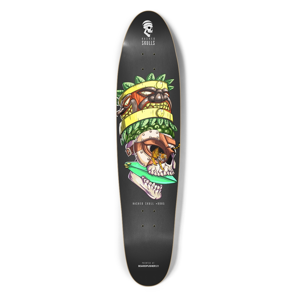 Classic Longboard Hashed Skull #0085 Skateboard Deck