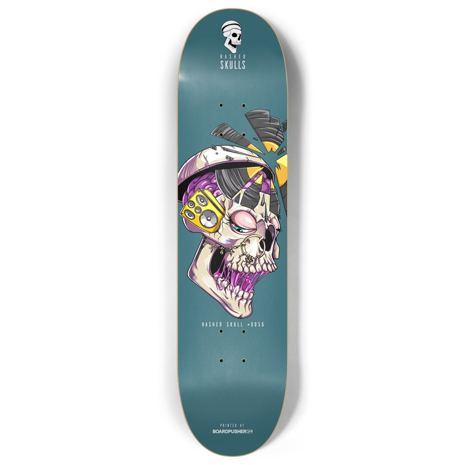 8.00in Hashed Skull #0056 Skateboard Deck