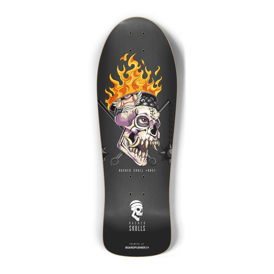 Old School Hashed Skull #0851 Skateboard Deck