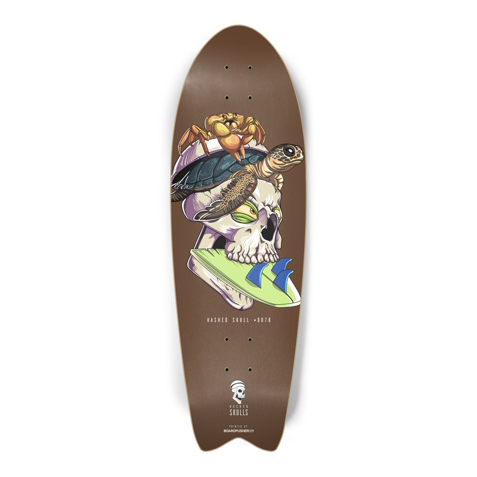 Fish Tail Hashed Skull #0078 Skateboard Deck